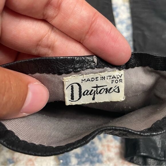 Daytons Department Store 100% Real Kid Goat Leather Black Driving Gloves VINTAGE - Picture 3 of 5